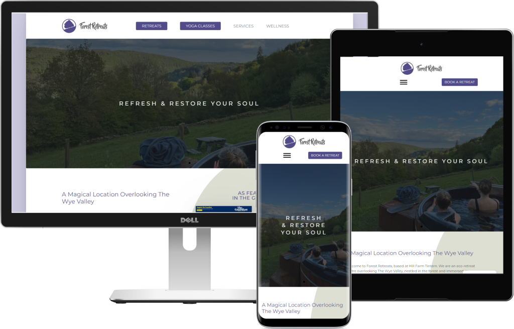 Forest retreats device mockup.